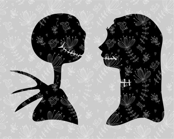 Download Silhouette Disney Couple Jack and Sally SVG cutting ESP
