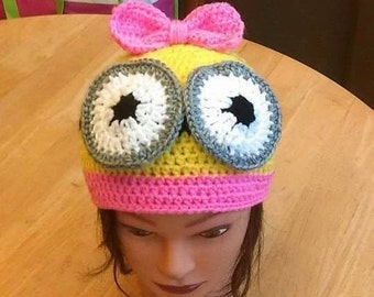 crochet purple minion hat