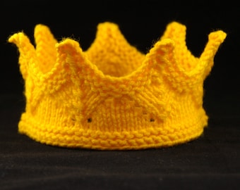 Golden Yellow Lace Knit Crown Headband for Dress Up and