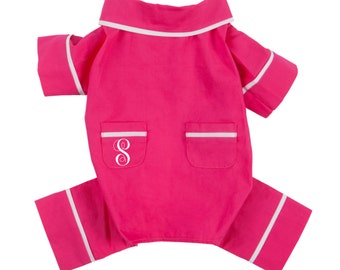 Poplin Dog Pajamas with Embroidered Monograms