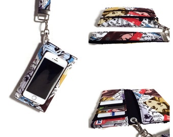 Cell Phone Wallet, iPhone Wallet Wristlet Made with Disney Princess Fabric, iPhone 7 Case, Samsung Galaxy Note Case, iPhone 6s case