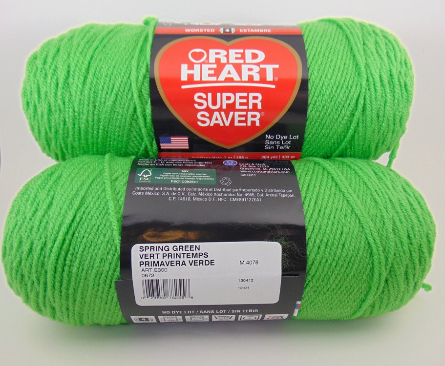 Spring Green Red Heart Super Saver yarn worsted weight