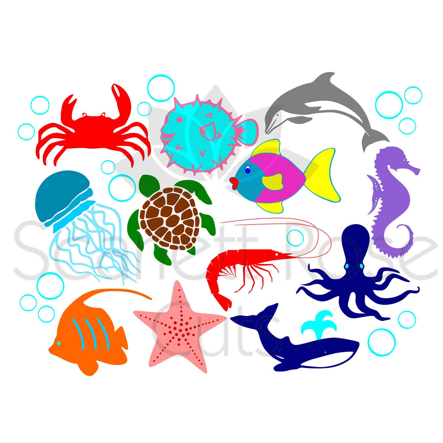Download Ocean Fish Sea Animals SVG cut file for silhouette cameo and