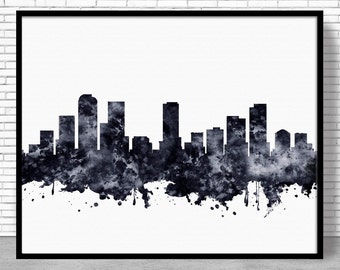 Denver Print, Denver Skyline, Denver Colorado, Office Prints, Office Art, Watercolor Skyline, Watercolor City Print, ArtPrintZone