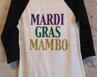 T-shirt Raglan Unisexe New Orleans Skyline Typography Mardi Gras - Coton, Manches 3/4, Neuve Avec étiquettes