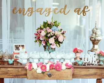 Engaged af banner, Engagement banner, engagement party banner, engagement party decorations, engaged banner, hashtag engaged, #engaged,