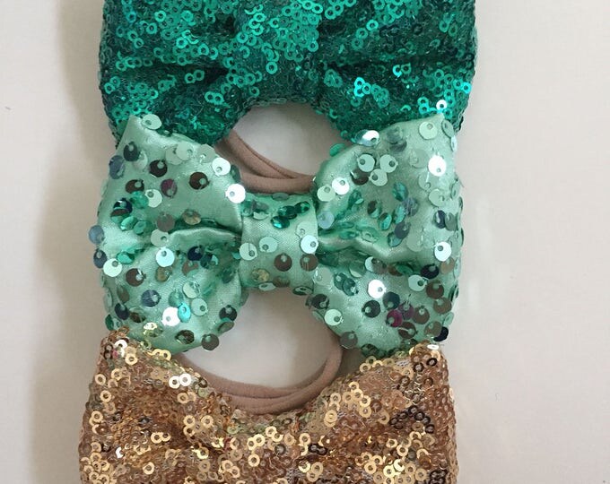 Sequin Bows {Set of 3 Sequin bows} fabric hair bow or bow tie. Please note your 3 color choices in the notes section when checking out.