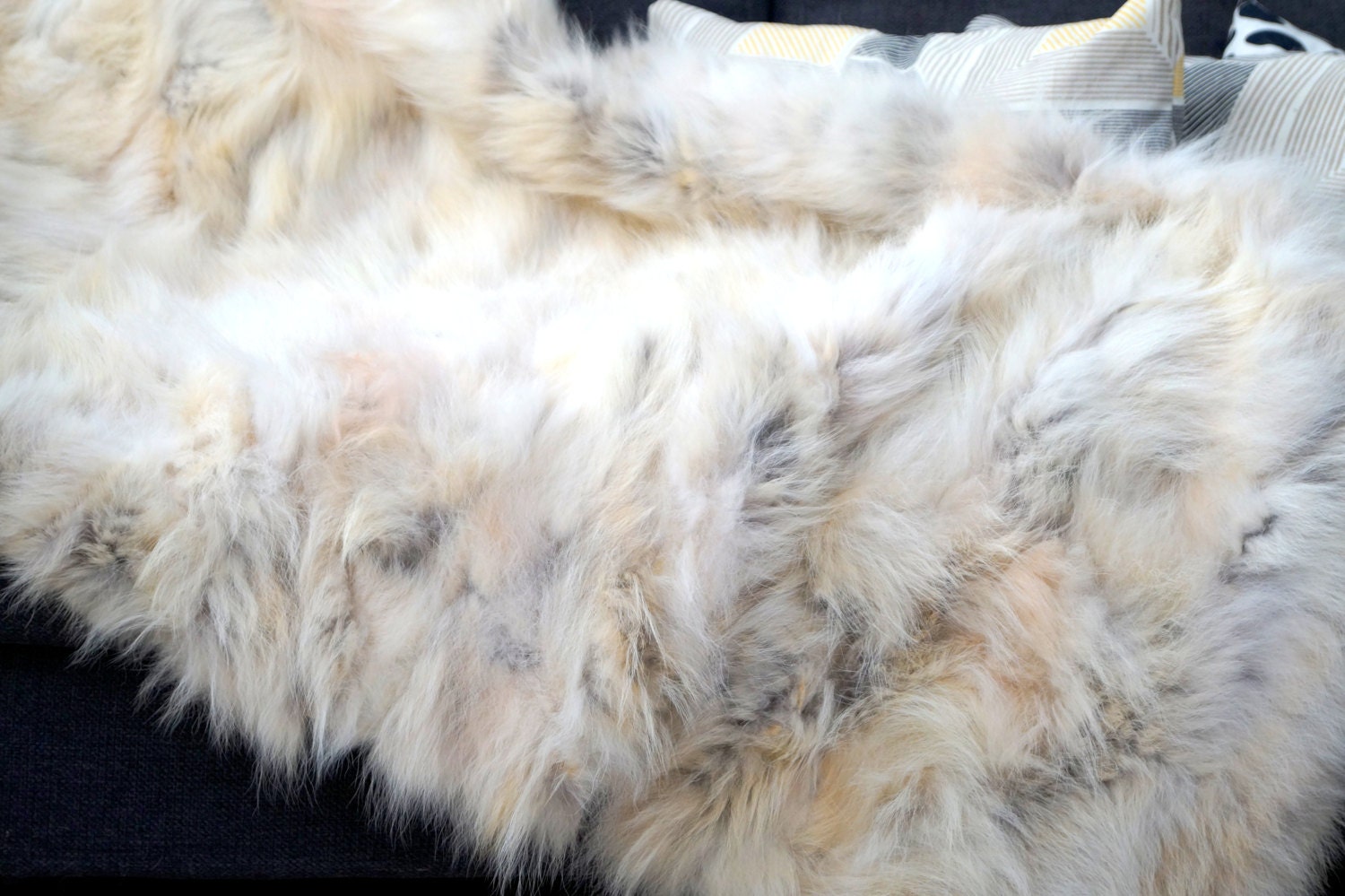 High Wolf Real Fur Blanket Throw