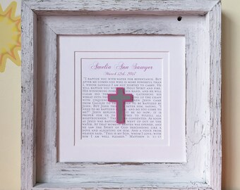 Baptism Gift | Baptism Gift Girl | Baptism Gift Boy | Religious baby gift | Nursery Bible Verses | Baptism Date & Baby Name