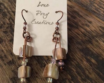 Copper and Shell Earrings
