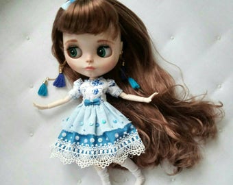 Doll dress | Blythe dress | Blue dress | Blythe outfit | Blythe overall | Blythe clothes | Icydoll | Pullip dress | Doll clothes |