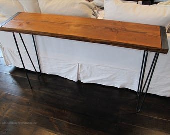 Reclaimed Sofa Table with Hairpin Legs,Industrial Hallway Console, modern wood entryway console