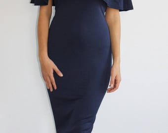 Fabulous Epitome Dress UK 16 Navy striped casual midi BS001
