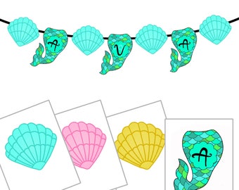 mermaid alphabet etsy