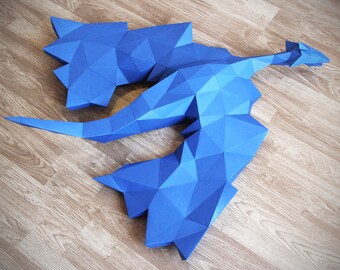Dragon Papercraft, , PDF template and instructions, Game of Thrones, Gifts for Kids, Gifts for Children, Mythical Creature, Dragon, Low Poly