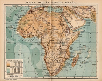 Antique relief map of Africa from 1893