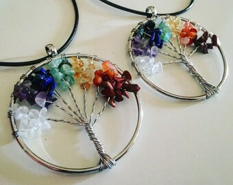 tree of life necklace, womens necklace, chakra healing, chakra jewellery, chakra choker, tree of wisdom necklace, 7 stone chakra, chakras