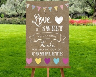 A4 Kraft Bunting Sweet Cart Sign