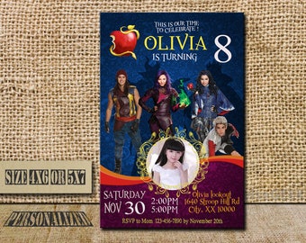 Disney Descendants Invitation / Disney Descendants Birthday / Disney Descendants Birthday Invitation / Disney Descendants Party / S078