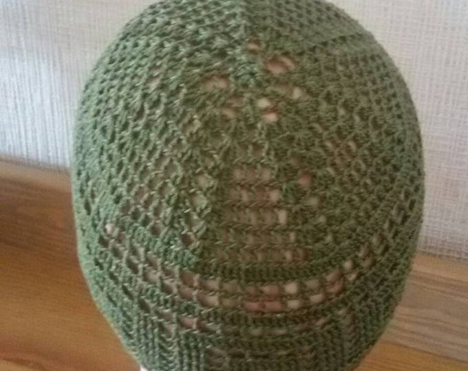 Kufi hat men.Green muslim hat.Kufihat.Muslim cap.Islamic hat.Praying hat.Cotton hat.Summer hat.Skullcap hat.Hand crochet hat.Beanie.dads hat