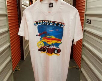 Vintage 1991 USA Corvette "The Heartbeat Of America" T-Shirt By Screen Stars Best. Men's Size Large.