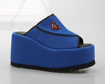 90's vintage Luichiny plateau Sandals platform wedge heel size. EU: 38 UK 5 US 7 1/2