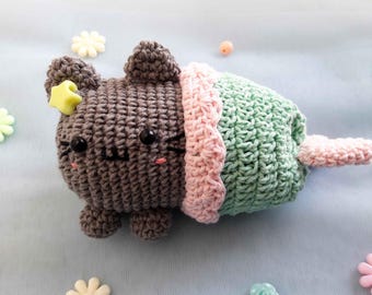 Pusheen in mermaid costume amigurumi PATTERN - kawaii amigurumi PATTERN-cat amigurumi PATTERN