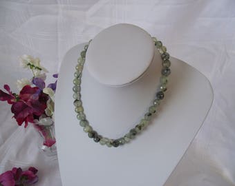Prehnite Faceted Necklace with Sterling Silver