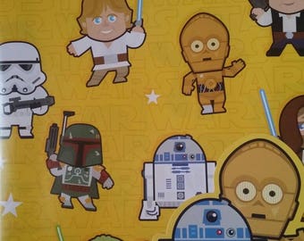 Star Wars Gift Wrapping Paper Yoda C3P0 Luke Skywalker Darth Vader Storm Trooper R2D2