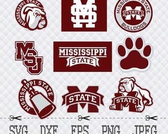 Mississippi State Bulldogs Logo SVG DXF EPS Png Cut Vector File Silhouette Cameo Cricut Design Vinyl Decal Template Stencill Heat Transfer