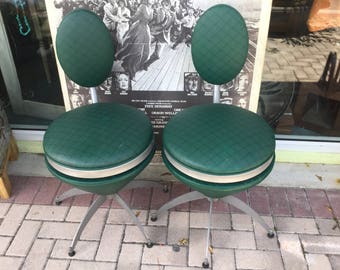 Pair of Vintage Mid Century Atomic Era Swivel Chairs, Mid Century Accent Chairs