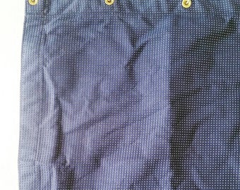 Long Heavy Cotton Navy Blue Polka Dot Curtains with Brass Hardware. Extra Long Heavyweight Blackout Curtains. 9ft x 2ft. Navy Blue Nautical