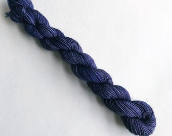 navy / hand dyed yarn / mini skein / sock fingering yarn / merino wool superwash / embroidery / 4 ply /sparkle /nautical deep navy blu