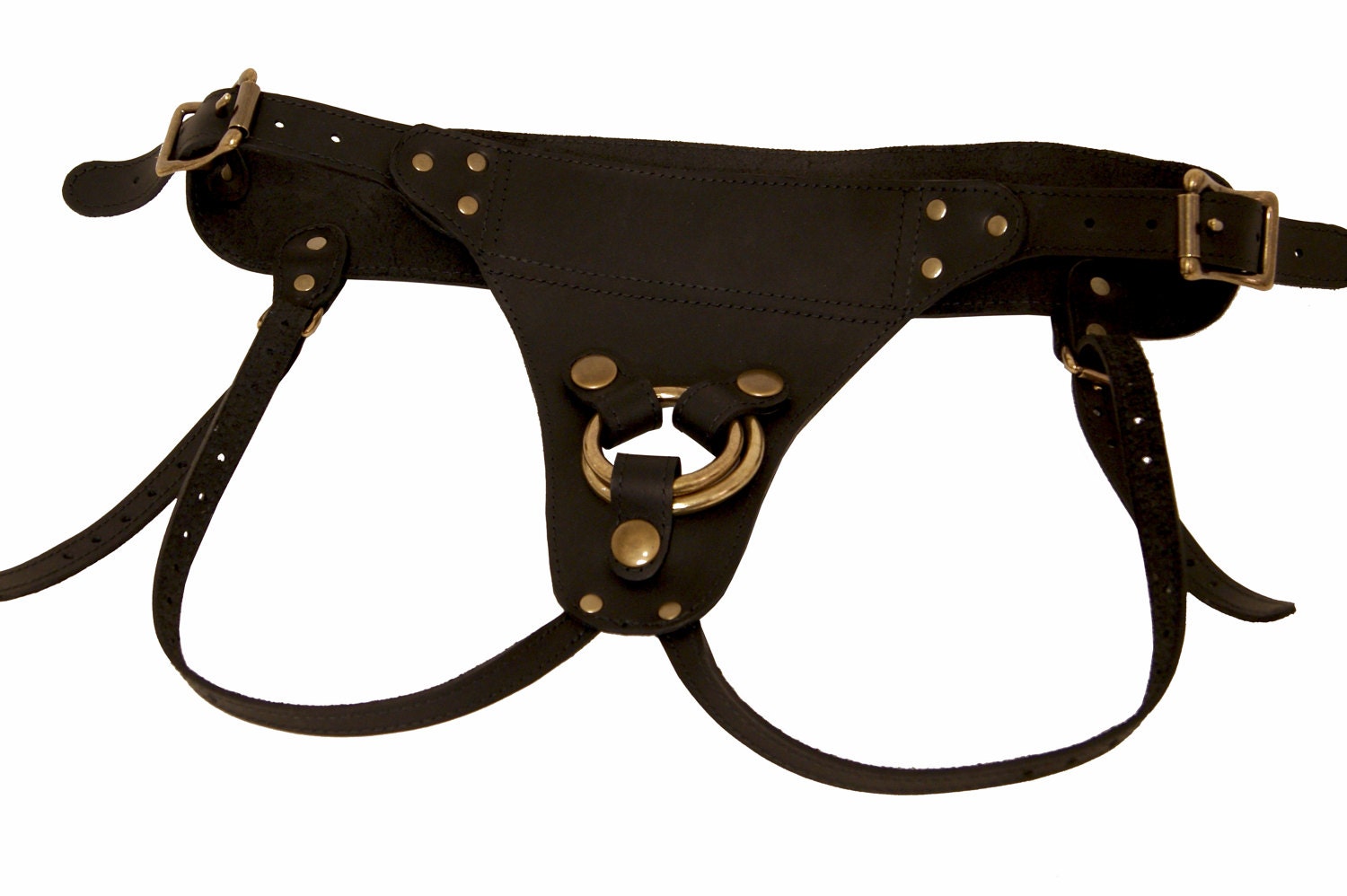 Strap On Harness Brown Leather Stitched The Ruffian