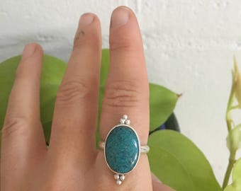 SALE // Turqoise ring // size 7 // one of a kind // recycled sterling silver