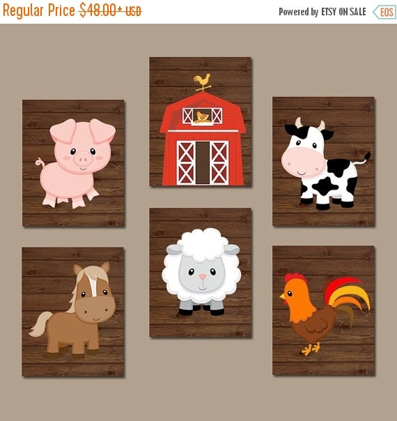 FARM Animals Wall Art Canvas or Prints Country Baby by TRMdesign
