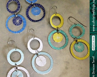 Starburst Circle Drops--Upcycled Tin Earrings