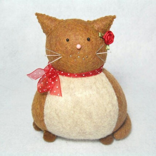 Cute pincushions felt animals cat lover & by TheFatCatFactory