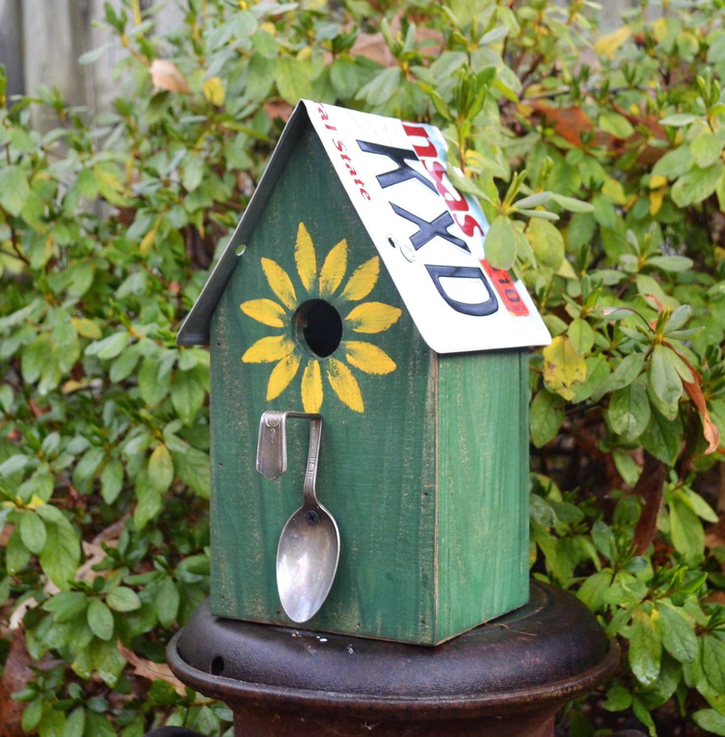 Rustic Birdhouse License Plate Birdhouse Spoon Birdhouse