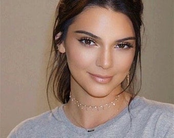 Gold Choker Necklace, Shaker Choker, Dainty Choker, Kendall Jenner, Gold Necklace, CZ by the Yard Necklace, Station Necklace