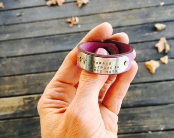 Medical Alert Bracelet, Kids Medical ID Bracelet, Leather ID Bracelet, Personalized Kids ID Bracelet, Leather Medical Alert Bracelet