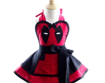 Children's Deadpool costume Apron - for kids - Cute Girls Sweet Villian Costume Apron for Kids Dress Up & Play