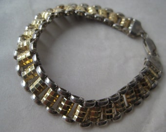 Gold Silver Sterling Link Bracelet Vintage 925 Milor Italy
