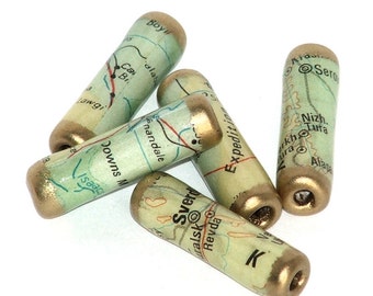 Recycled Map paper beads