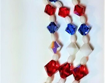 OJN-105 Vintage Red, White, and Blue Necklace
