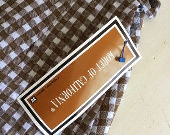 Koret of California Vintage Purely Polyester 60s Activewear Brown Gingham Skirt