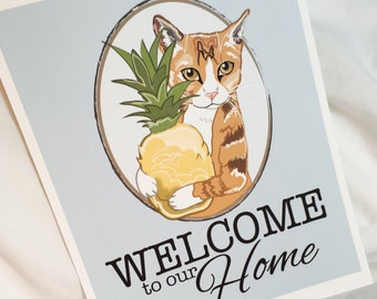 Orange Tabby Welcome Print - 8x10 Eco-friendly Size