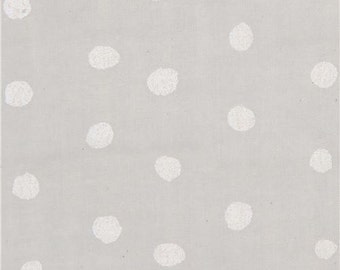 213104 grey Kokka double gauze white metallic dot nani iro fabric