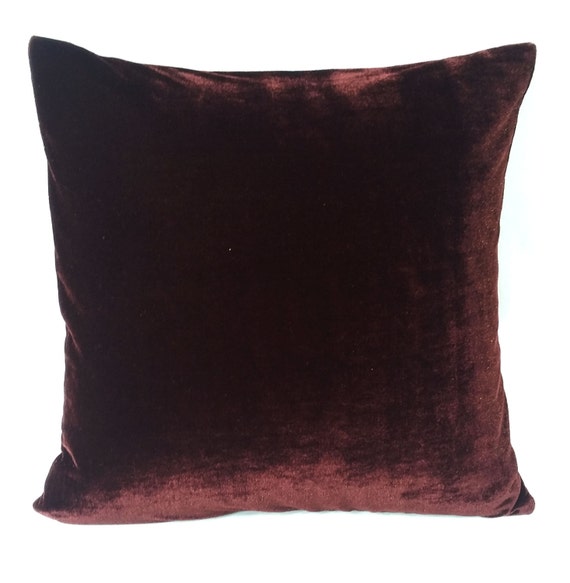 Dark brown velvet pillow. Chocolate brown throw pillow velvet