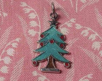Vintage Sterling and Enamel Christmas Tree Charm